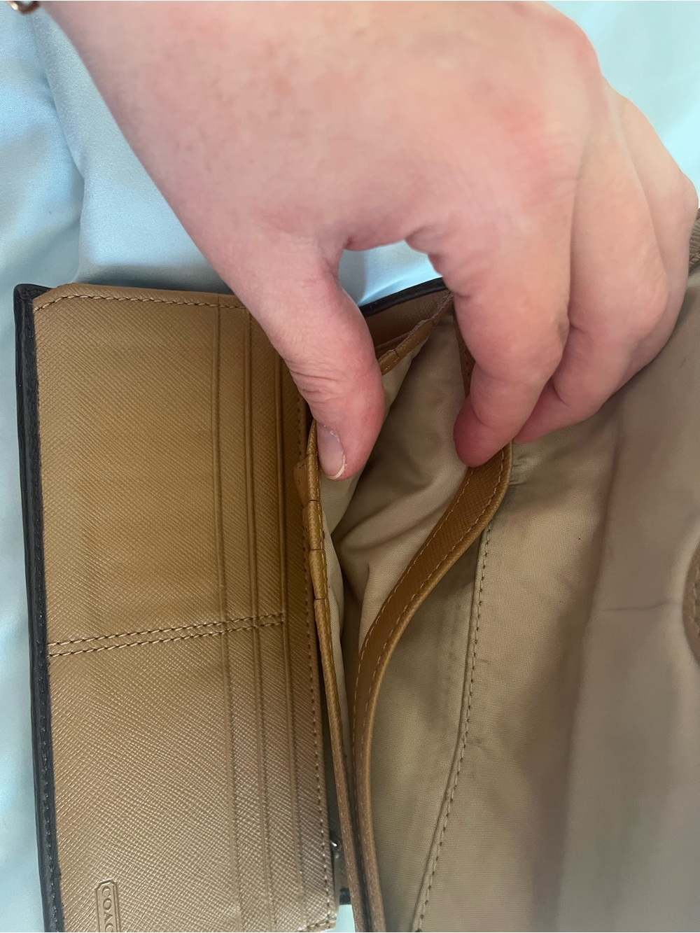 Coach Brown and Tan Signature Canvas Turnlock Clutch Wallet - Picture 3 of 10